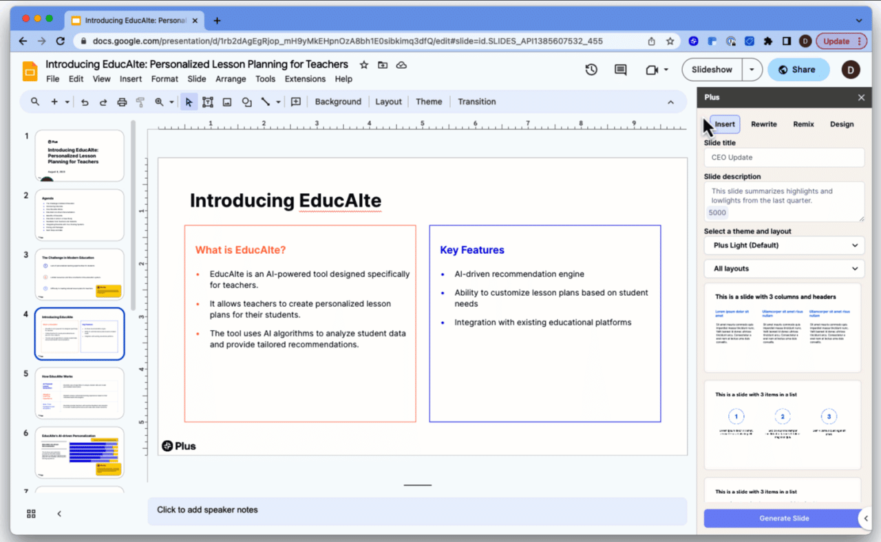 A comprehensive guide to using AI in Google Slides - Plus