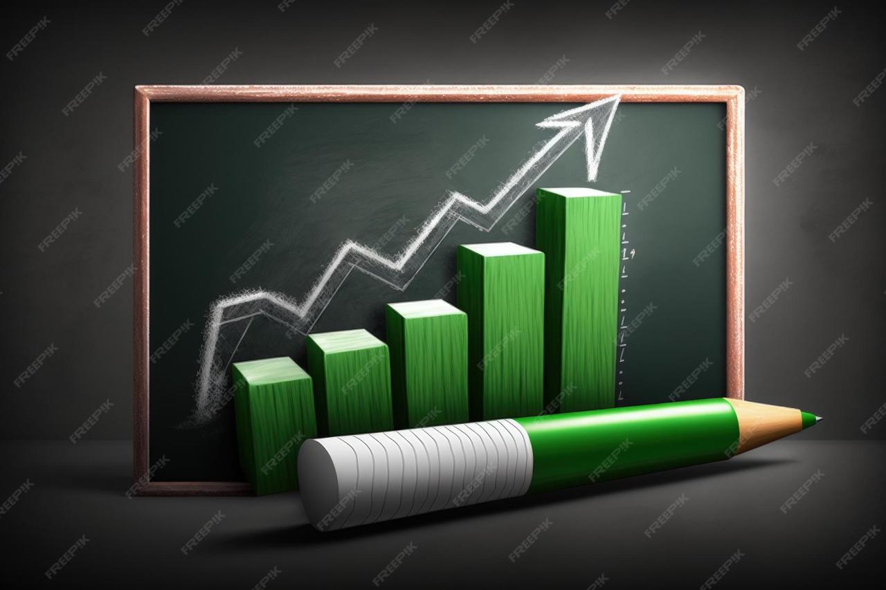 Premium AI Image | Bar chart illustration on blackboard Generative AI