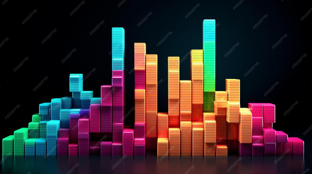 Premium AI Image | A stack of colorful bar charts representing ...